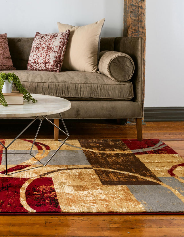 Multicolor 7' 1 x 10' Barista Rectangle Area Rug 100% Polypropylene Abstract Modern Geometric Carpet for Living Room Dining Office Dorm Room Decor for Sale at Rug Engine