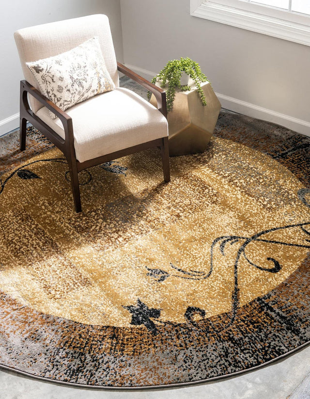 Beige 4' 1 x 4' 1 Barista Round Area Rug 100% Polypropylene Abstract Modern Geometric Carpet for Living Room Dining Office Dorm Room Decor for Sale at Rug Engine