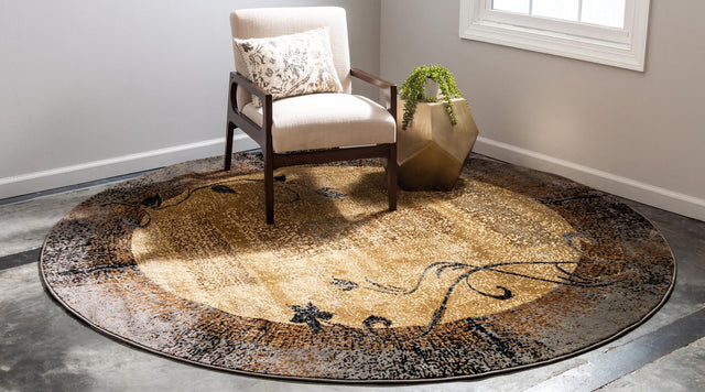Beige 4' 1 x 4' 1 Barista Round Area Rug 100% Polypropylene Abstract Modern Geometric Carpet for Living Room Dining Office Dorm Room Decor for Sale at Rug Engine