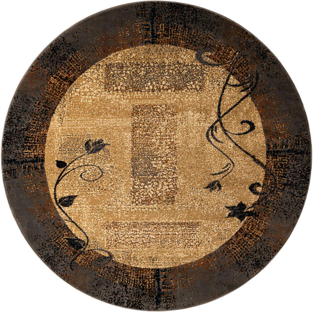 Beige 7' 10 x 7' 10 Barista Round Area Rug 100% Polypropylene Abstract Modern Geometric Carpet for Living Room Dining Office Dorm Room Decor for Sale at Rug Engine