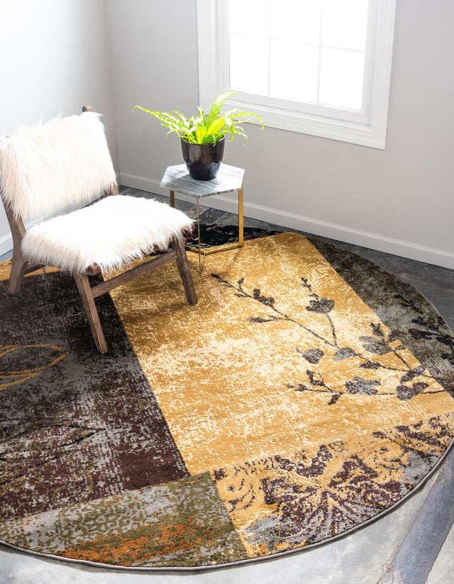 Beige 6' 1 x 6' 1 Barista Round Area Rug 100% Polypropylene Abstract Modern Geometric Carpet for Living Room Dining Office Dorm Room Decor for Sale at Rug Engine