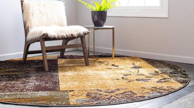 Beige 6' 1 x 6' 1 Barista Round Area Rug 100% Polypropylene Abstract Modern Geometric Carpet for Living Room Dining Office Dorm Room Decor for Sale at Rug Engine