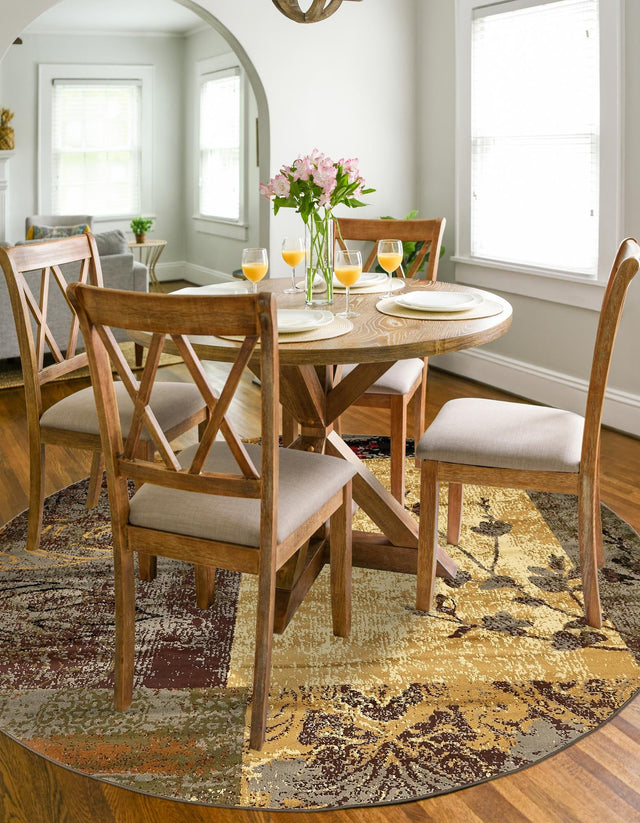 Beige 6' 1 x 6' 1 Barista Round Area Rug 100% Polypropylene Abstract Modern Geometric Carpet for Living Room Dining Office Dorm Room Decor for Sale at Rug Engine