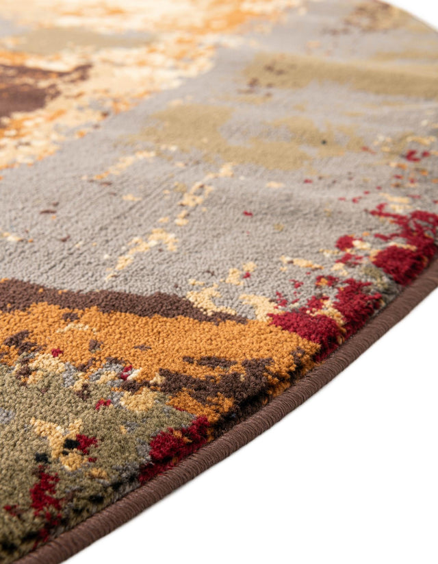 Multicolor 4' 1 x 4' 1 Barista Round Area Rug 100% Polypropylene Abstract Modern Geometric Carpet for Living Room Dining Office Dorm Room Decor for Sale at Rug Engine