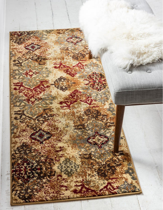Beige 2' 7 x 12' Barista Runner Area Rug 100% Polypropylene Abstract Modern Geometric Carpet for Living Room Dining Office Dorm Room Decor for Sale at Rug Engine
