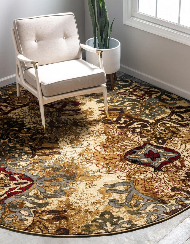 Beige 7' 10 x 7' 10 Barista Round Area Rug 100% Polypropylene Abstract Modern Geometric Carpet for Living Room Dining Office Dorm Room Decor for Sale at Rug Engine