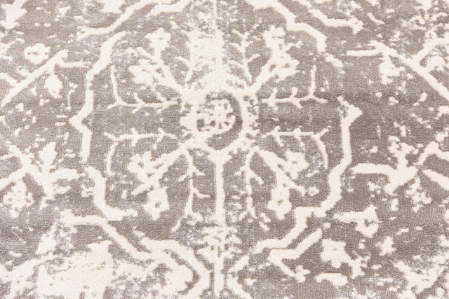 Gray 4' 1 x 4' 1 New Classical Round Area Rug 70% Polypropylene & 30% Polyester Traditional Vintage Distressed Carpet for Interior Design Home Decor for Sale at Rug Engine