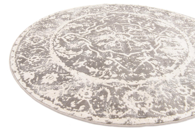 Gray 4' 1 x 4' 1 New Classical Round Area Rug 70% Polypropylene & 30% Polyester Traditional Vintage Distressed Carpet for Interior Design Home Decor for Sale at Rug Engine