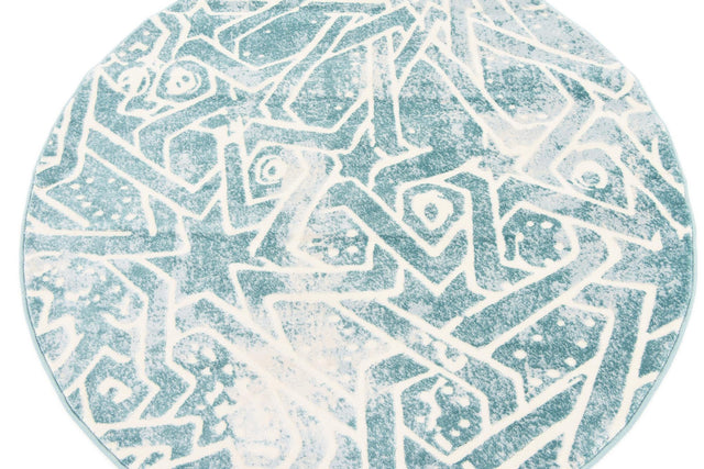 Blue 4' x 4' New Classical Round Area Rug 70% Polypropylene & 30% Polyester Traditional Vintage Distressed Carpet for Interior Design Home Decor for Sale at Rug Engine