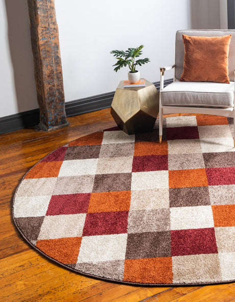 Multicolor 8' x 8' Autumn Round Area Rug 100% Polypropylene Durable Jute Backing Living Dining Room Bedroom Office Modern Decor Carpet for Sale at Rug Engine