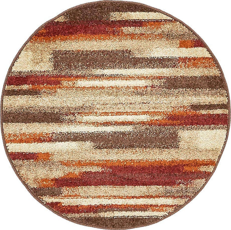 Multicolor 3' 1 x 3' 1 Autumn Round Area Rug 100% Polypropylene Durable Jute Backing Living Dining Room Bedroom Office Modern Decor Carpet for Sale at Rug Engine