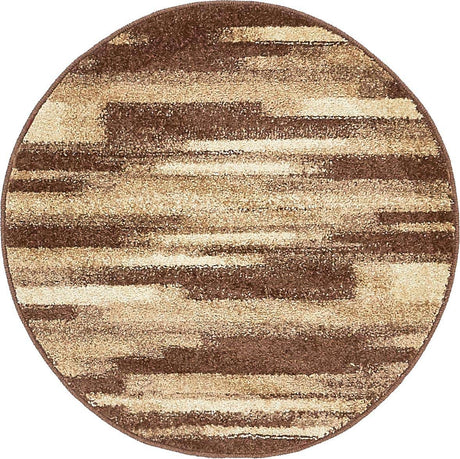 Brown 3' 1 x 3' 1 Autumn Round Area Rug 100% Polypropylene Durable Jute Backing Living Dining Room Bedroom Office Modern Decor Carpet for Sale at Rug Engine