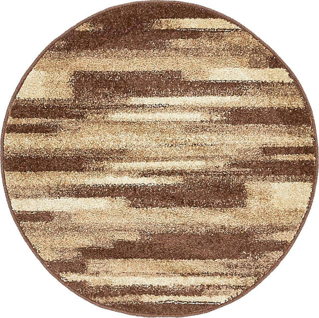 Brown 3' 1 x 3' 1 Autumn Round Area Rug 100% Polypropylene Durable Jute Backing Living Dining Room Bedroom Office Modern Decor Carpet for Sale at Rug Engine