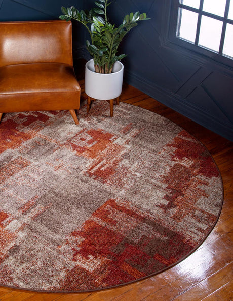 Multicolor 7' 10 x 7' 10 Autumn Round Area Rug 100% Polypropylene Durable Jute Backing Living Dining Room Bedroom Office Modern Decor Carpet for Sale at Rug Engine