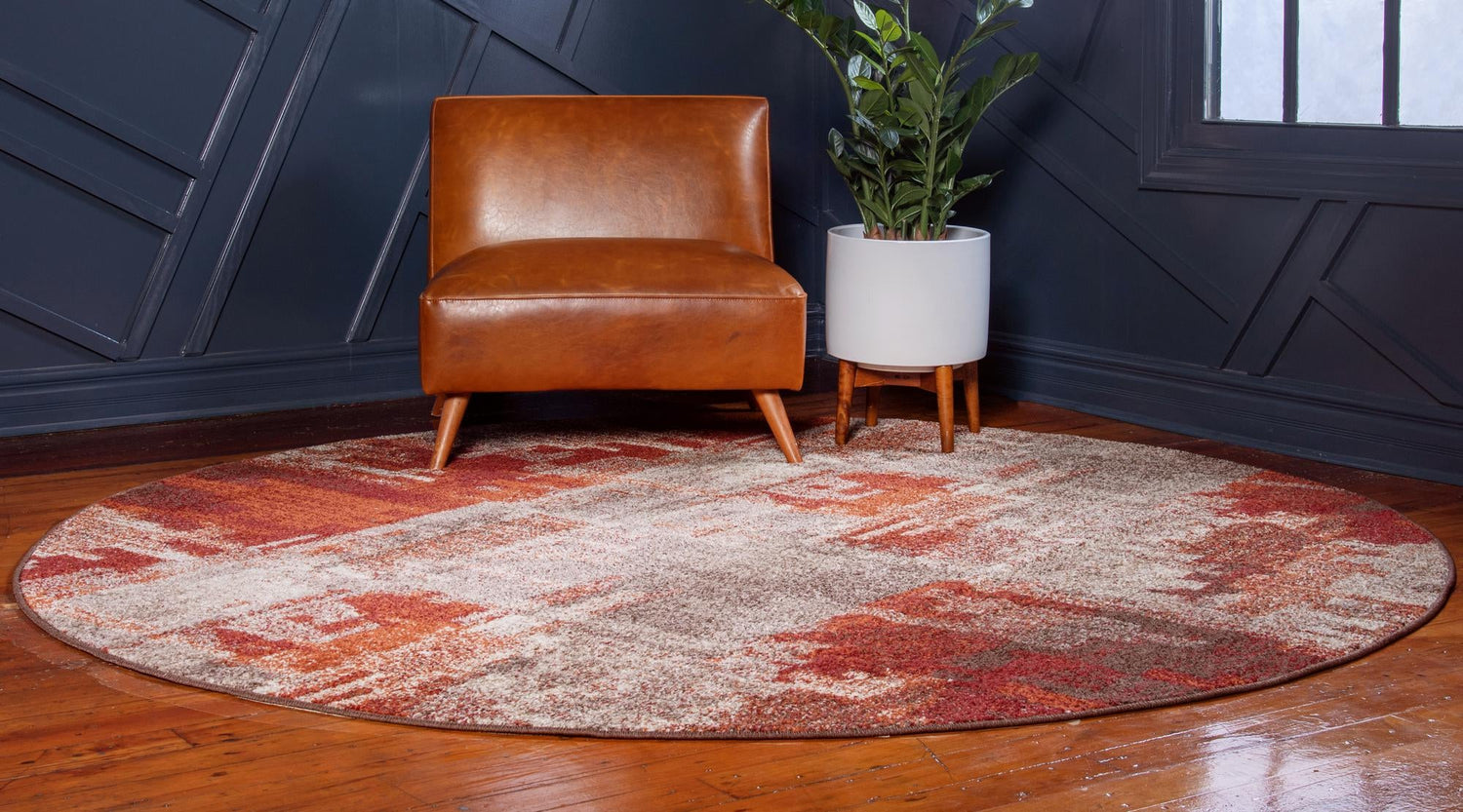 Multicolor 7' 10 x 7' 10 Autumn Round Area Rug 100% Polypropylene Durable Jute Backing Living Dining Room Bedroom Office Modern Decor Carpet for Sale at Rug Engine