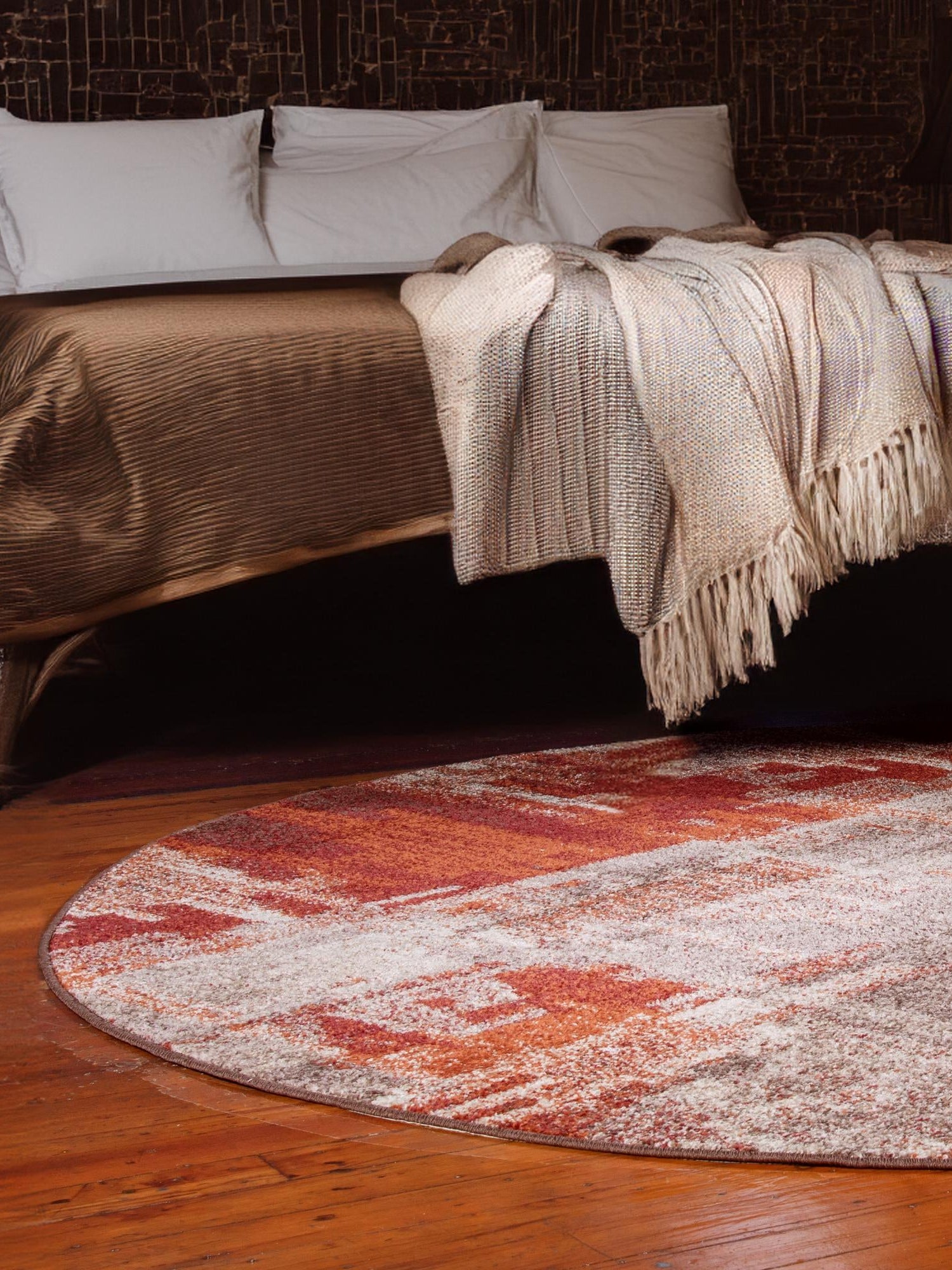 Multicolor 7' 10 x 7' 10 Autumn Round Area Rug 100% Polypropylene Durable Jute Backing Living Dining Room Bedroom Office Modern Decor Carpet for Sale at Rug Engine