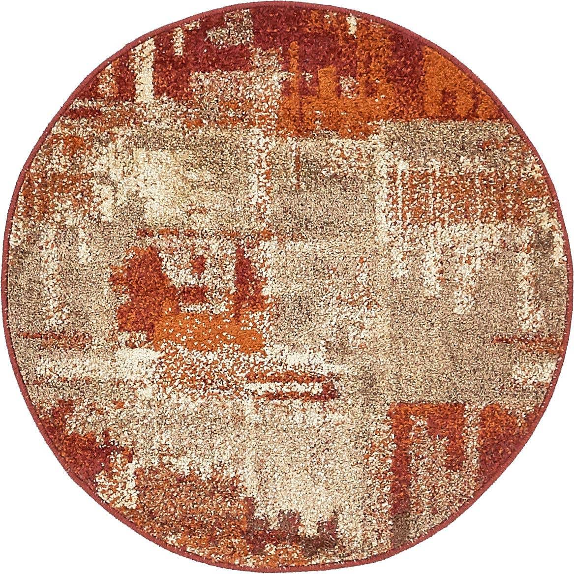 Multicolor 3' 1 x 3' 1 Autumn Round Area Rug 100% Polypropylene Durable Jute Backing Living Dining Room Bedroom Office Modern Decor Carpet for Sale at Rug Engine