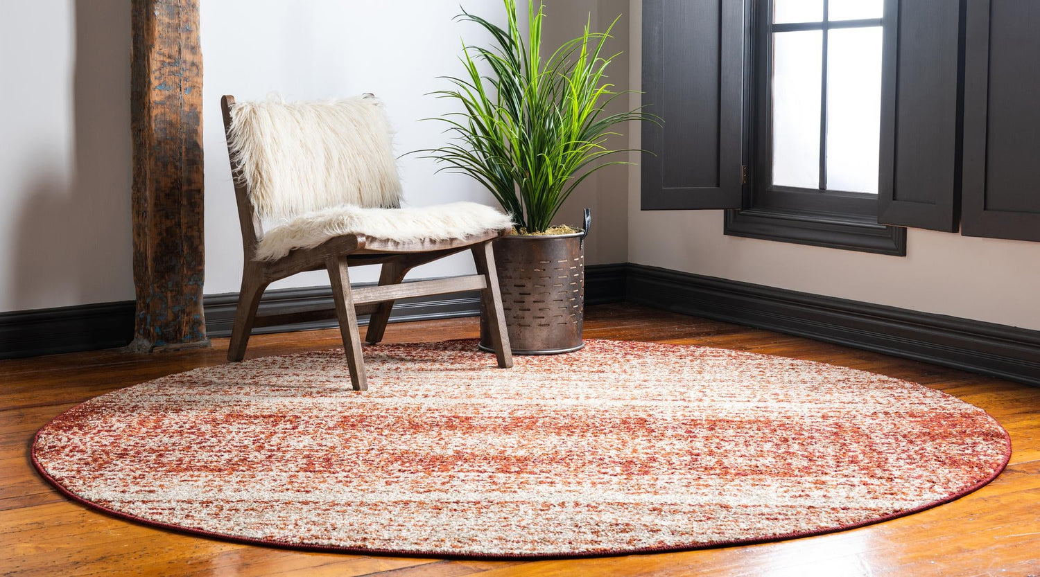 Terracotta 7' 10 x 7' 10 Autumn Round Area Rug 100% Polypropylene Durable Jute Backing Living Dining Room Bedroom Office Modern Decor Carpet for Sale at Rug Engine