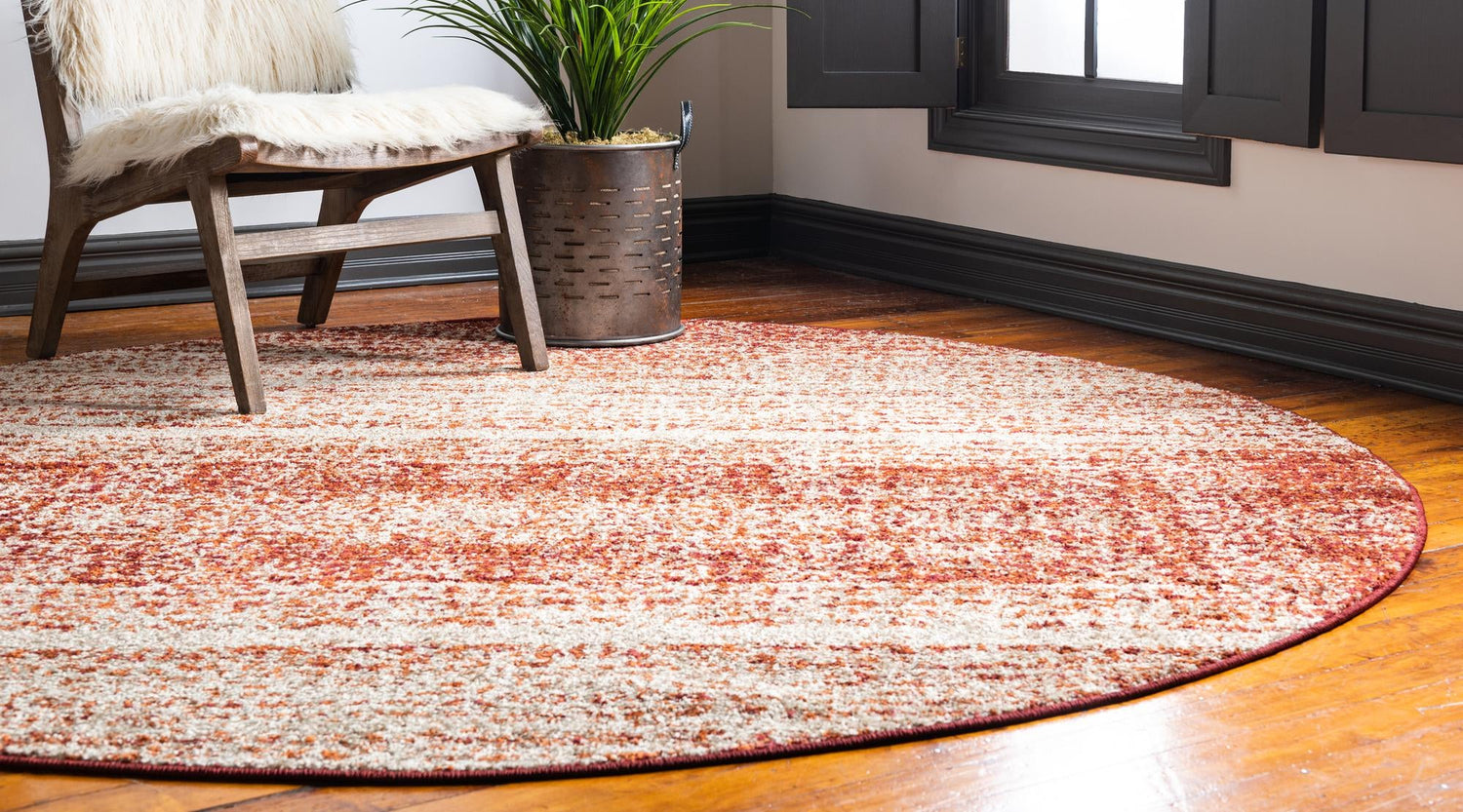 Terracotta 7' 10 x 7' 10 Autumn Round Area Rug 100% Polypropylene Durable Jute Backing Living Dining Room Bedroom Office Modern Decor Carpet for Sale at Rug Engine