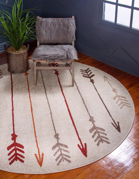 Beige 3' 1 x 3' 1 Autumn Round Area Rug 100% Polypropylene Durable Jute Backing Living Dining Room Bedroom Office Modern Decor Carpet for Sale at Rug Engine