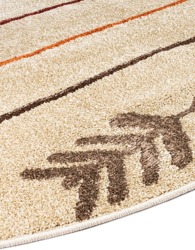 Beige 3' 1 x 3' 1 Autumn Round Area Rug 100% Polypropylene Durable Jute Backing Living Dining Room Bedroom Office Modern Decor Carpet for Sale at Rug Engine