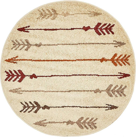 Beige 3' 1 x 3' 1 Autumn Round Area Rug 100% Polypropylene Durable Jute Backing Living Dining Room Bedroom Office Modern Decor Carpet for Sale at Rug Engine