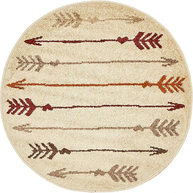 Beige 3' 1 x 3' 1 Autumn Round Area Rug 100% Polypropylene Durable Jute Backing Living Dining Room Bedroom Office Modern Decor Carpet for Sale at Rug Engine