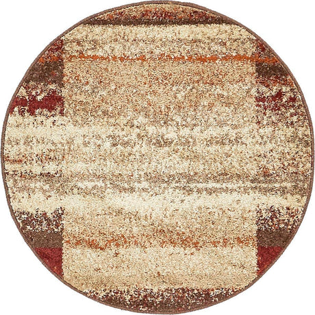 Beige 3' 1 x 3' 1 Autumn Round Area Rug 100% Polypropylene Durable Jute Backing Living Dining Room Bedroom Office Modern Decor Carpet for Sale at Rug Engine