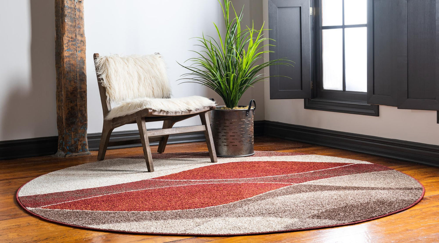 Multicolor 6' 1 x 6' 1 Autumn Round Area Rug 100% Polypropylene Durable Jute Backing Living Dining Room Bedroom Office Modern Decor Carpet for Sale at Rug Engine