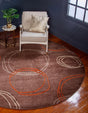 Brown 8' x 8' Autumn Round Area Rug 100% Polypropylene Durable Jute Backing Living Dining Room Bedroom Office Modern Decor Carpet for Sale at Rug Engine