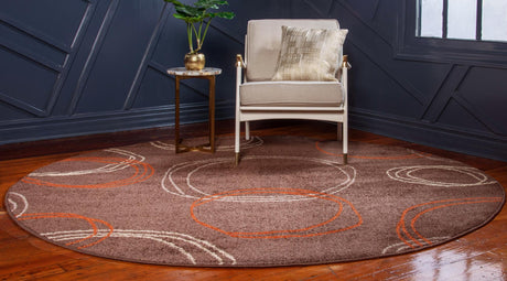 Brown 3' 3 x 3' 3 Autumn Round Area Rug 100% Polypropylene Durable Jute Backing Living Dining Room Bedroom Office Modern Decor Carpet for Sale at Rug Engine