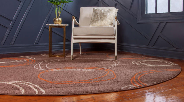 Brown 8' x 8' Autumn Round Area Rug 100% Polypropylene Durable Jute Backing Living Dining Room Bedroom Office Modern Decor Carpet for Sale at Rug Engine
