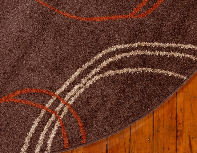 Brown 8' x 8' Autumn Round Area Rug 100% Polypropylene Durable Jute Backing Living Dining Room Bedroom Office Modern Decor Carpet for Sale at Rug Engine