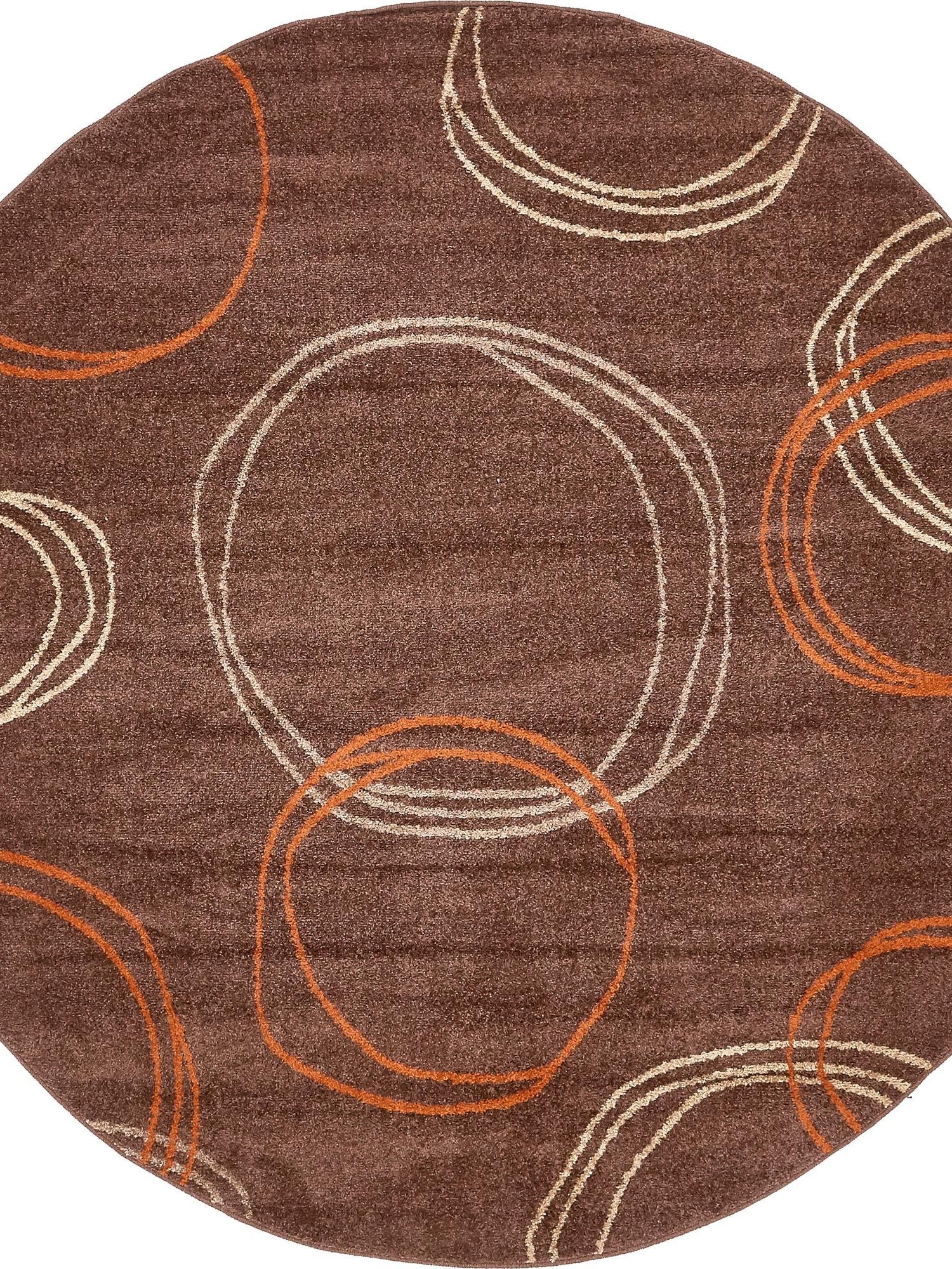 Brown 8' x 8' Autumn Round Area Rug 100% Polypropylene Durable Jute Backing Living Dining Room Bedroom Office Modern Decor Carpet for Sale at Rug Engine