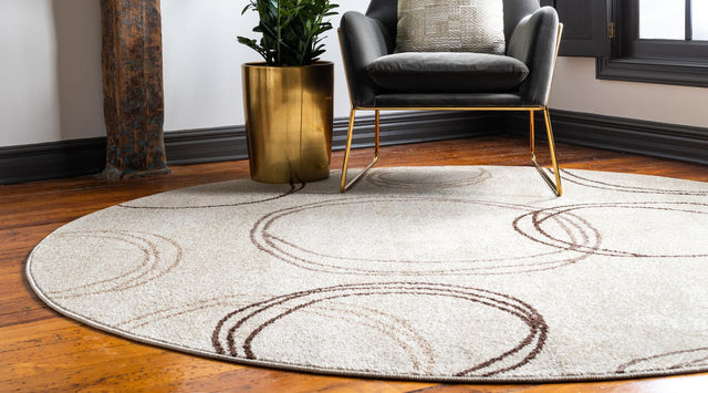 Beige 8' x 8' Autumn Round Area Rug 100% Polypropylene Durable Jute Backing Living Dining Room Bedroom Office Modern Decor Carpet for Sale at Rug Engine