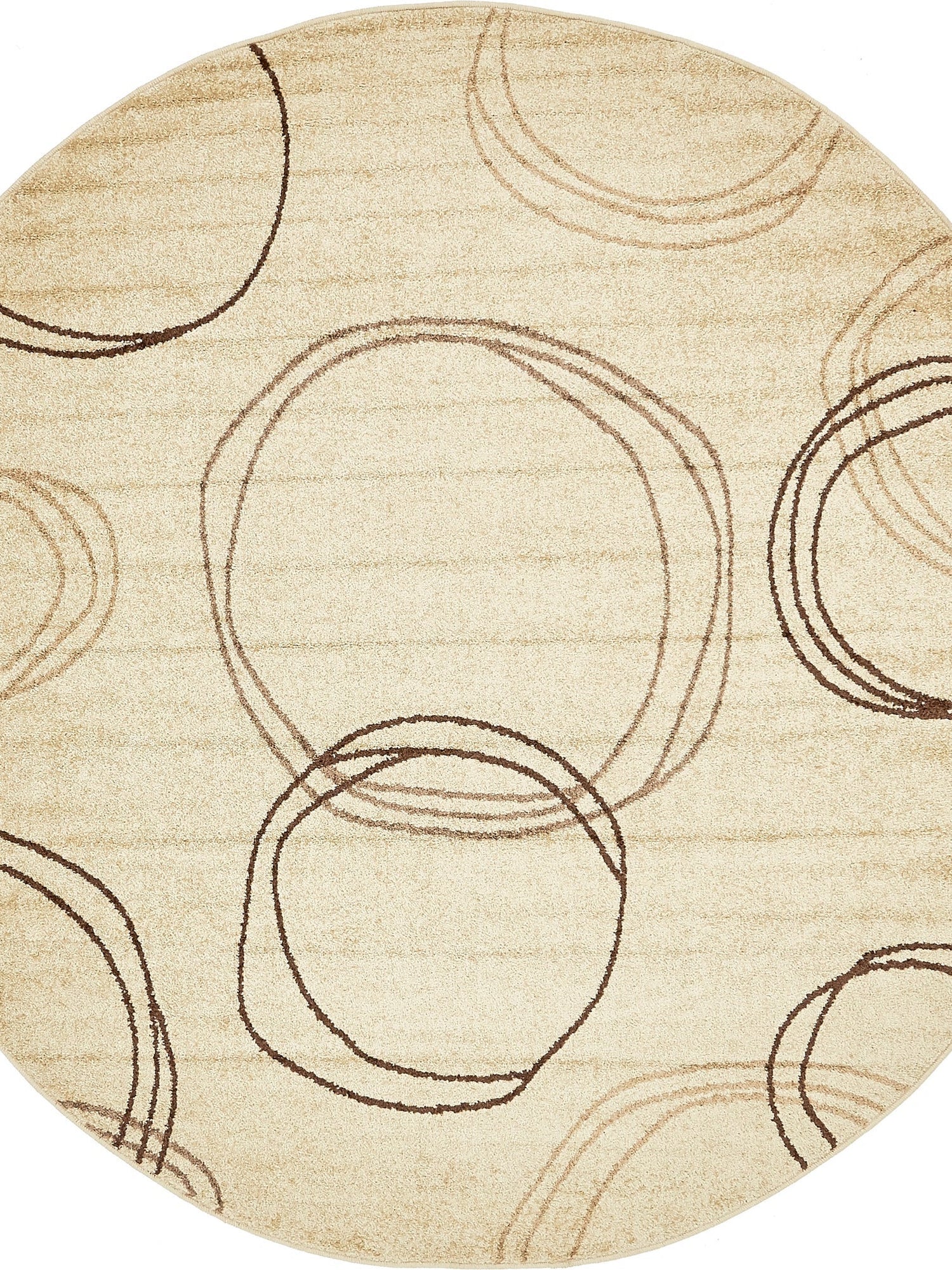 Beige 8' x 8' Autumn Round Area Rug 100% Polypropylene Durable Jute Backing Living Dining Room Bedroom Office Modern Decor Carpet for Sale at Rug Engine