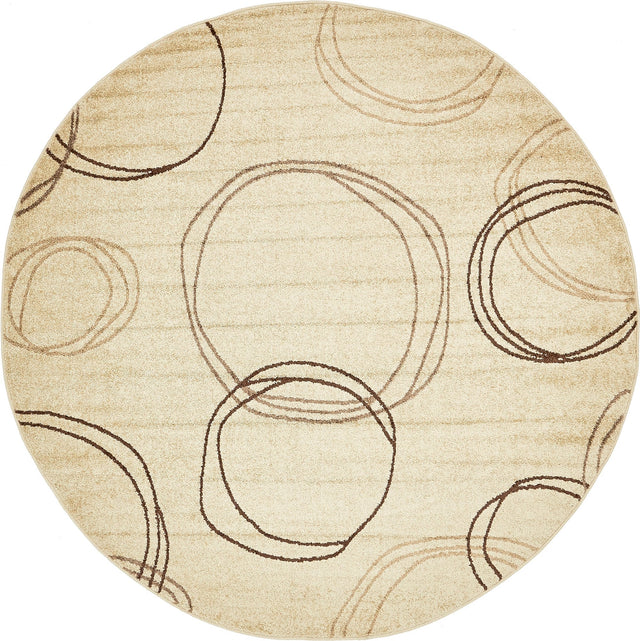 Beige 8' x 8' Autumn Round Area Rug 100% Polypropylene Durable Jute Backing Living Dining Room Bedroom Office Modern Decor Carpet for Sale at Rug Engine