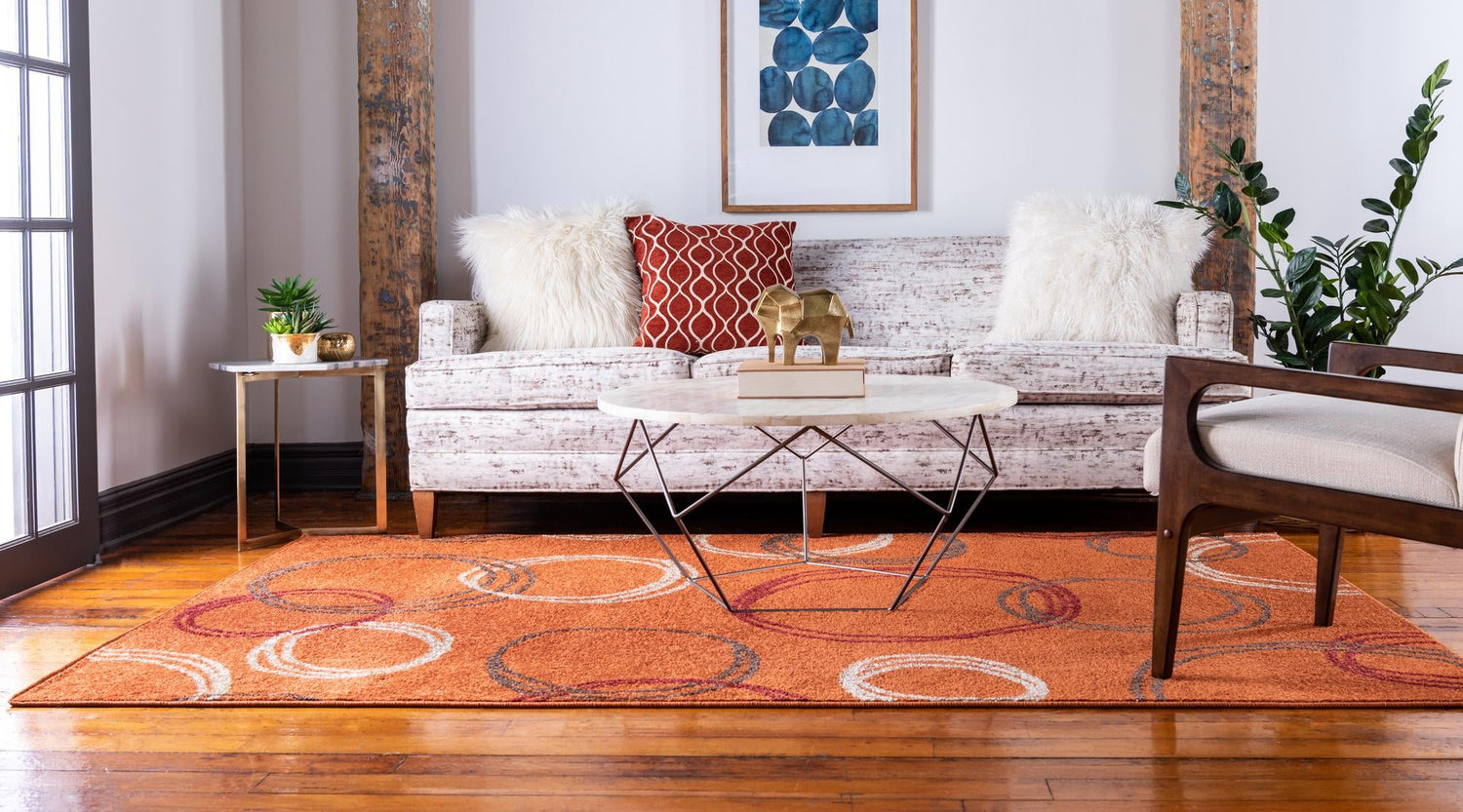 Terracotta 5' 1 x 8' Autumn Rectangle Area Rug 100% Polypropylene Durable Jute Backing Living Dining Room Bedroom Office Modern Decor Carpet for Sale at Rug Engine