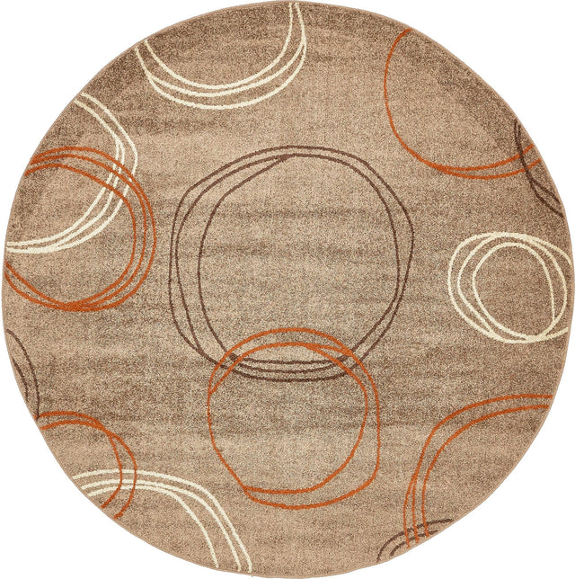 Light Brown 8' x 8' Autumn Round Area Rug 100% Polypropylene Durable Jute Backing Living Dining Room Bedroom Office Modern Decor Carpet for Sale at Rug Engine