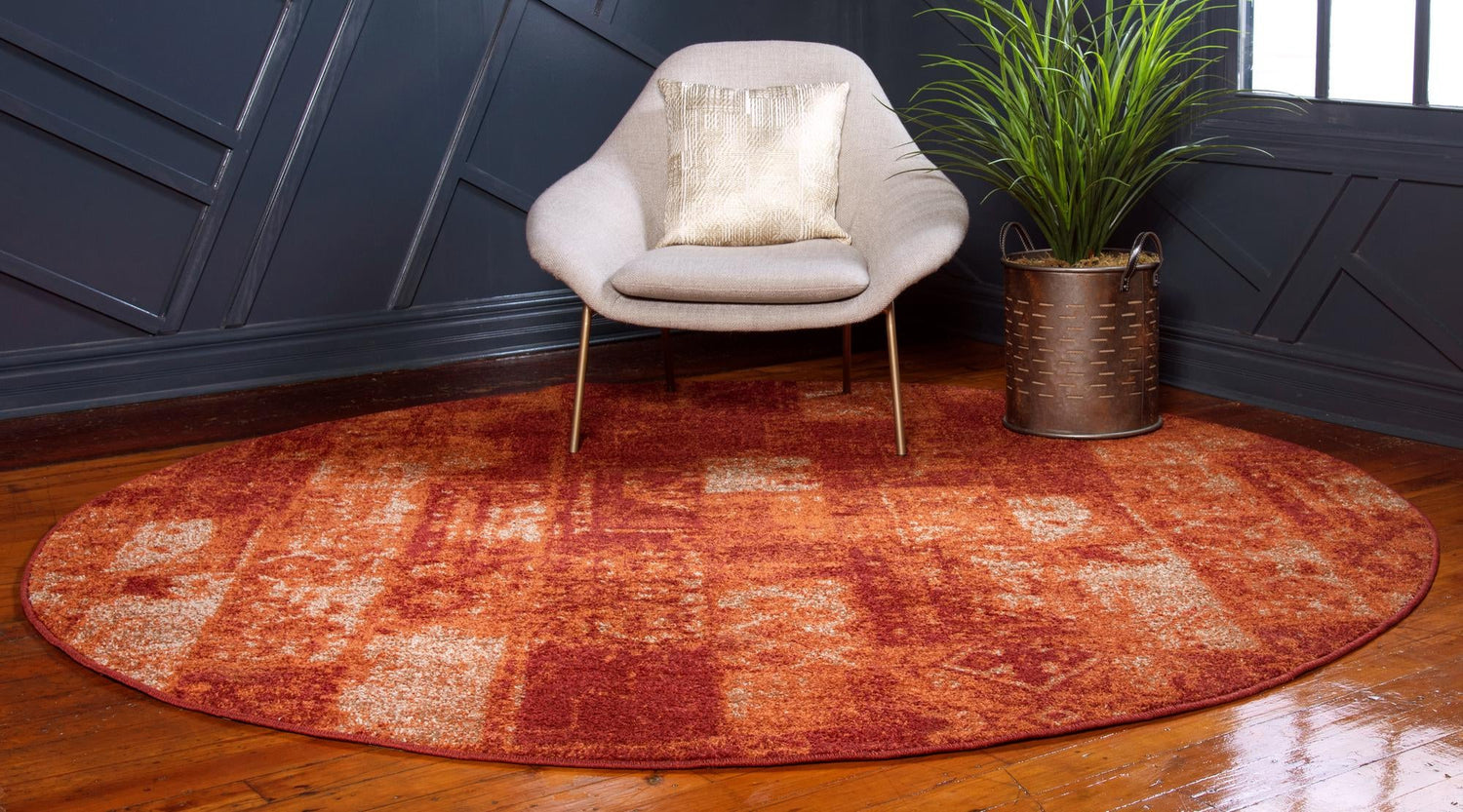 Terracotta 7' 10 x 7' 10 Autumn Round Area Rug 100% Polypropylene Durable Jute Backing Living Dining Room Bedroom Office Modern Decor Carpet for Sale at Rug Engine