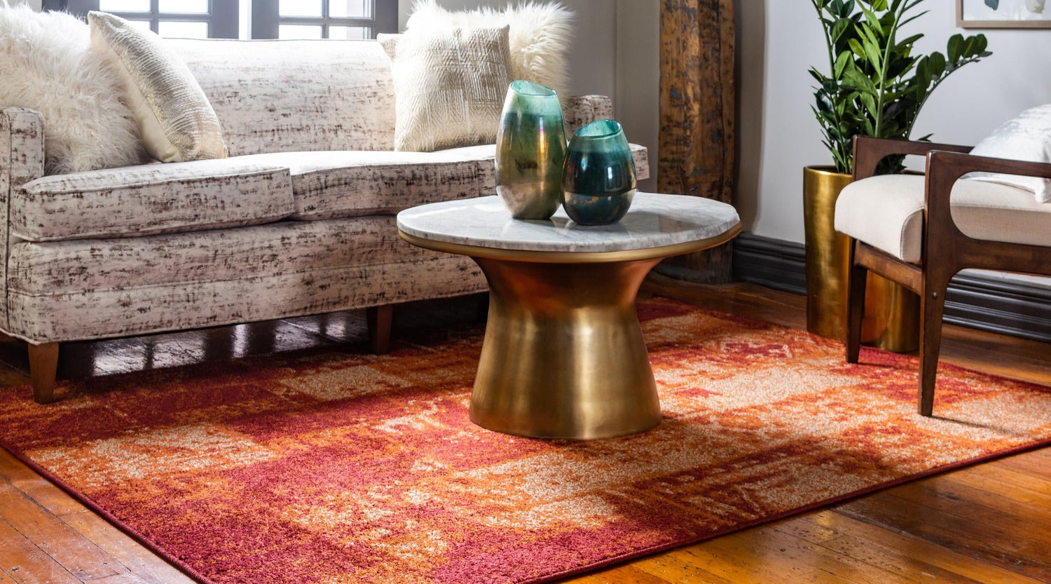 Terracotta 9' x 12' Autumn Rectangle Area Rug 100% Polypropylene Durable Jute Backing Living Dining Room Bedroom Office Modern Decor Carpet for Sale at Rug Engine