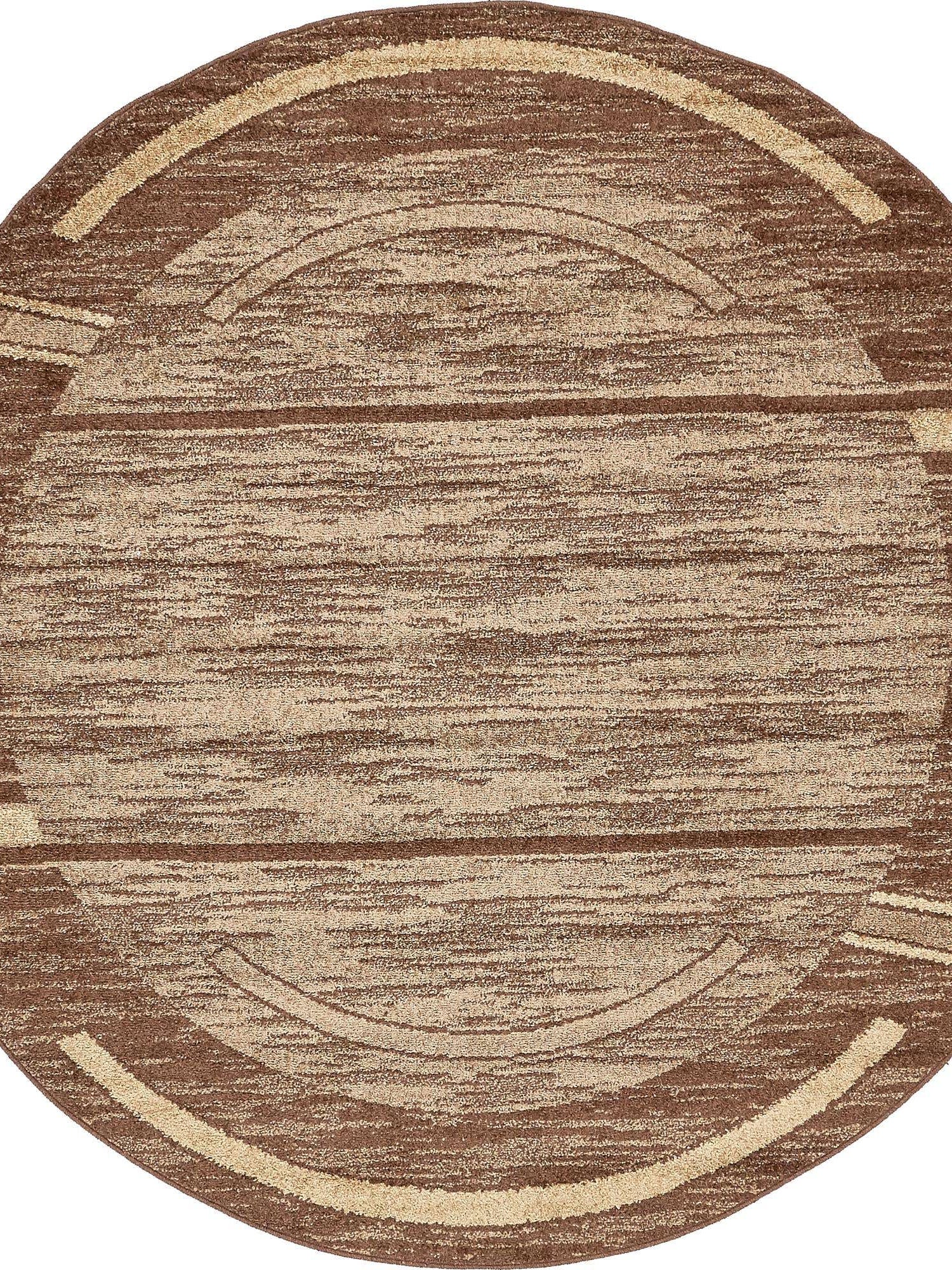 Brown 7' 10 x 7' 10 Autumn Round Area Rug 100% Polypropylene Durable Jute Backing Living Dining Room Bedroom Office Modern Decor Carpet for Sale at Rug Engine