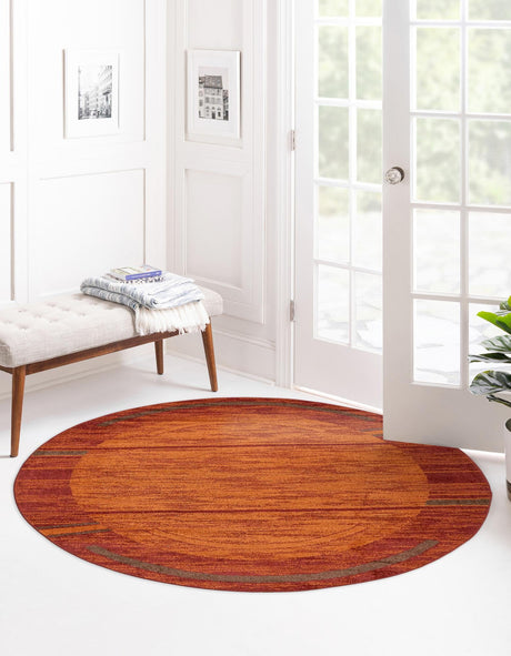 Terracotta 5' 3 x 5' 3 Autumn Round Area Rug 100% Polypropylene Durable Jute Backing Living Dining Room Bedroom Office Modern Decor Carpet for Sale at Rug Engine