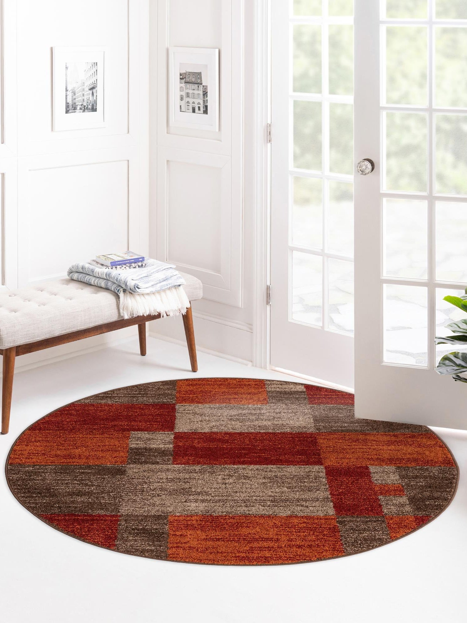 Multicolor 7' 10 x 7' 10 Autumn Round Area Rug 100% Polypropylene Durable Jute Backing Living Dining Room Bedroom Office Modern Decor Carpet for Sale at Rug Engine