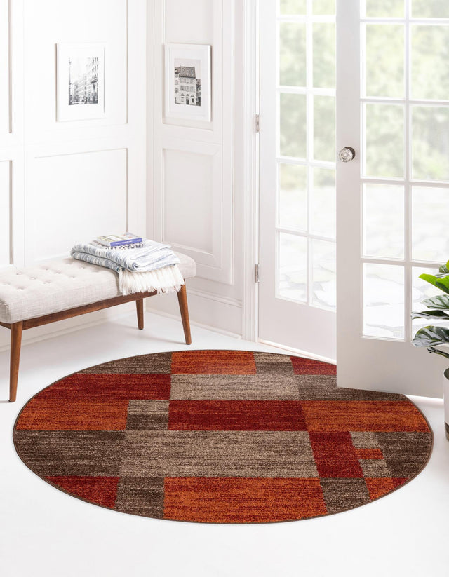 Multicolor 7' 10 x 7' 10 Autumn Round Area Rug 100% Polypropylene Durable Jute Backing Living Dining Room Bedroom Office Modern Decor Carpet for Sale at Rug Engine