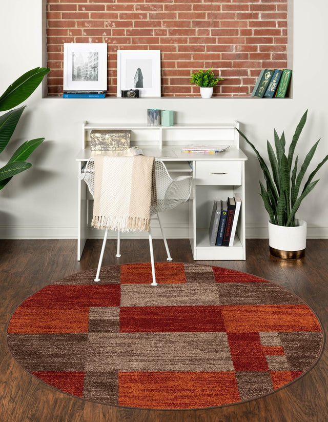 Multicolor 7' 10 x 7' 10 Autumn Round Area Rug 100% Polypropylene Durable Jute Backing Living Dining Room Bedroom Office Modern Decor Carpet for Sale at Rug Engine