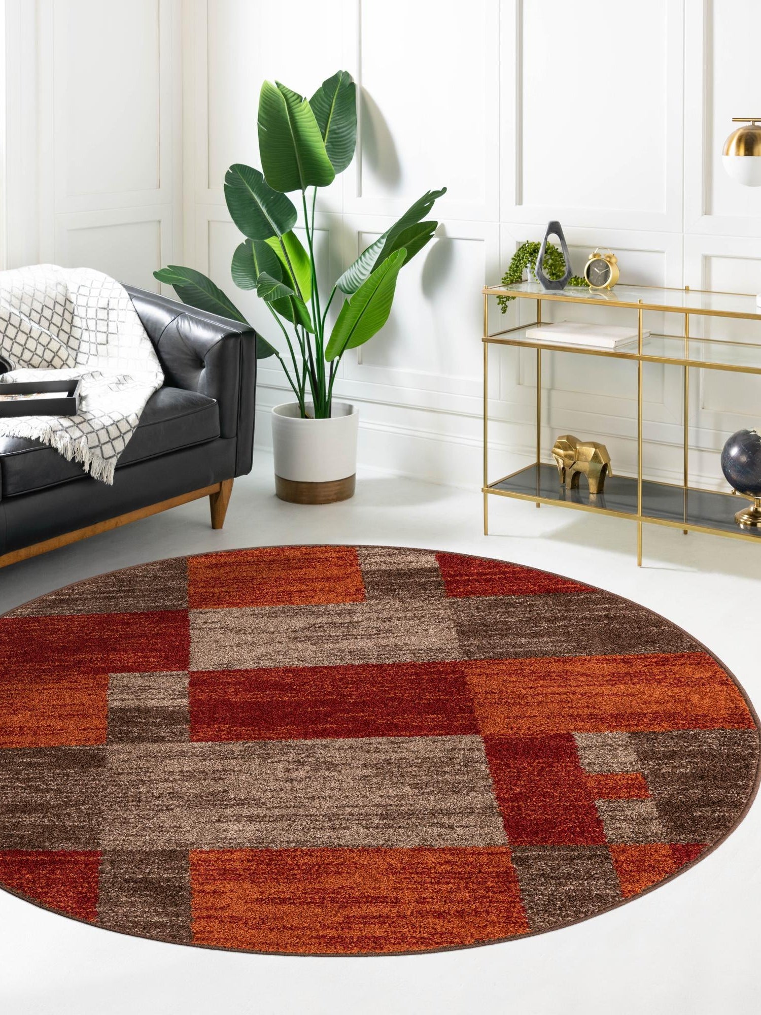 Multicolor 6' 1 x 6' 1 Autumn Round Area Rug 100% Polypropylene Durable Jute Backing Living Dining Room Bedroom Office Modern Decor Carpet for Sale at Rug Engine