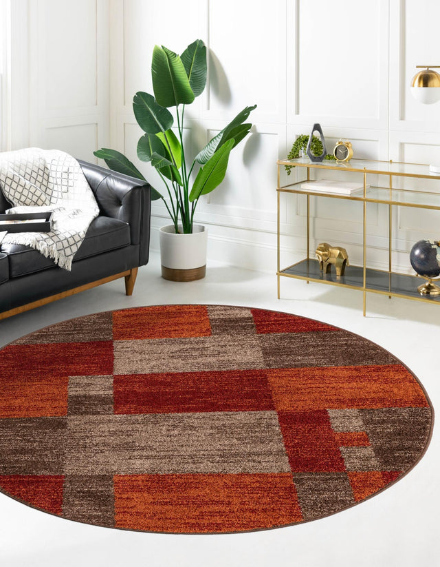 Multicolor 6' 1 x 6' 1 Autumn Round Area Rug 100% Polypropylene Durable Jute Backing Living Dining Room Bedroom Office Modern Decor Carpet for Sale at Rug Engine