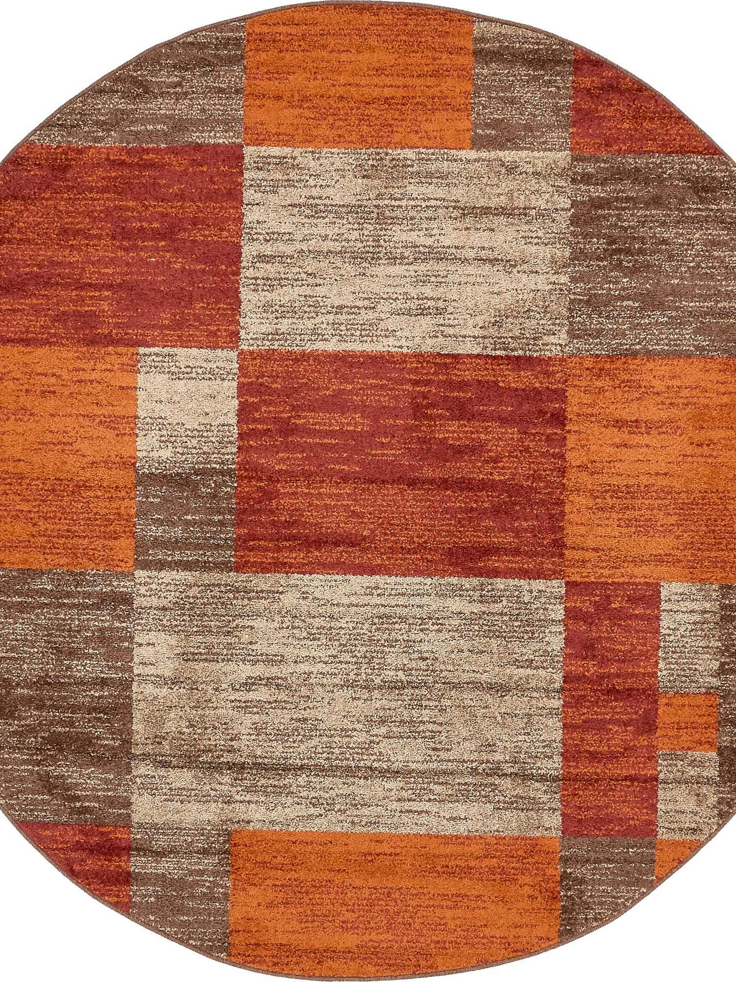 Multicolor 7' 10 x 7' 10 Autumn Round Area Rug 100% Polypropylene Durable Jute Backing Living Dining Room Bedroom Office Modern Decor Carpet for Sale at Rug Engine