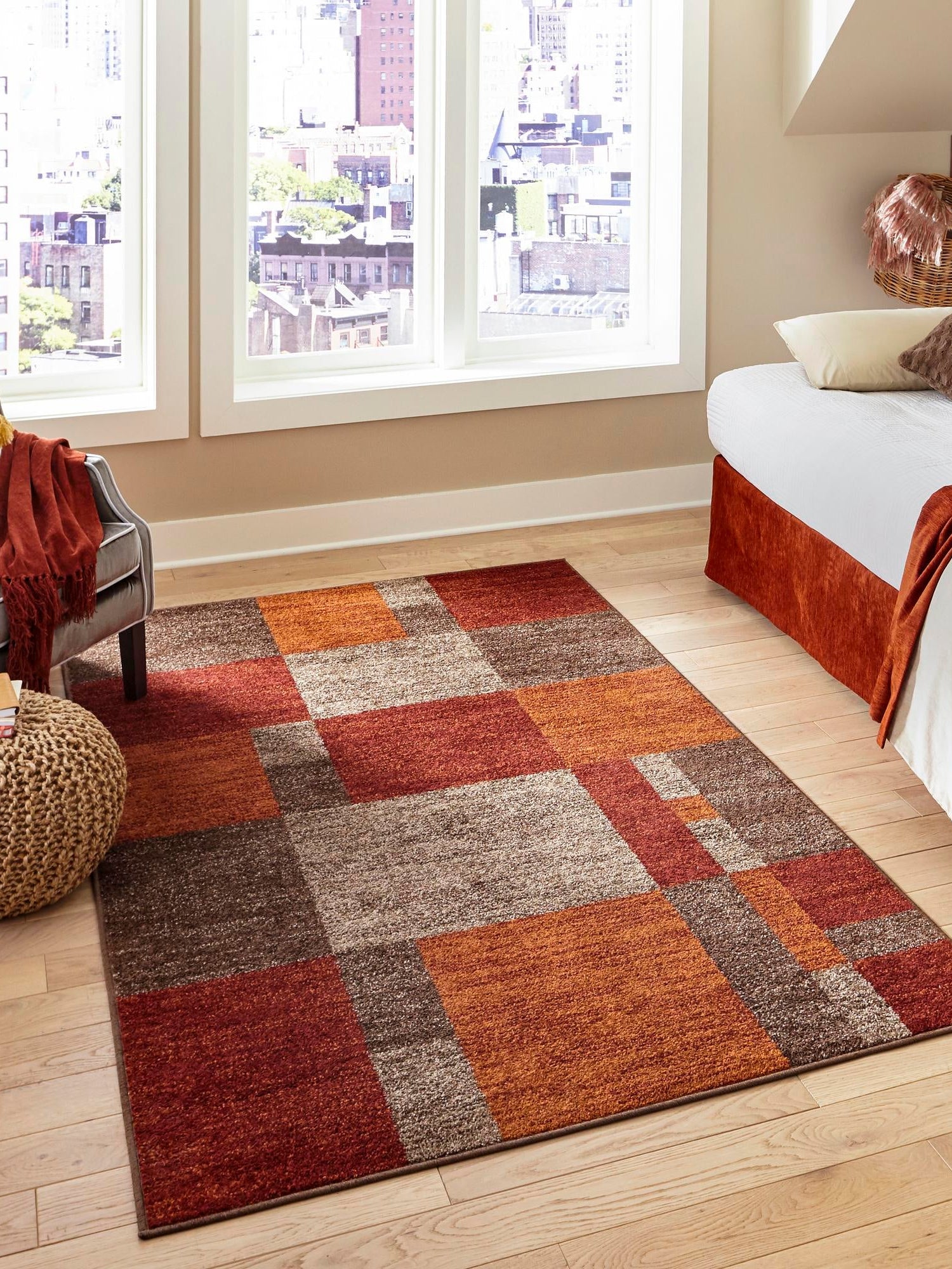 Multicolor 1' 4 x 1' 4 Autumn Sample Area Rug 100% Polypropylene Durable Jute Backing Living Dining Room Bedroom Office Modern Decor Carpet for Sale at Rug Engine